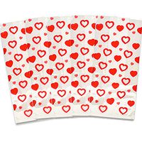 Valentine's Day Heart Print Treat Bags - Cello Cellophane Bags with Ties for Party Favor Candy or Prizes - 20 Piece Set