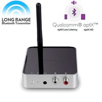 DIGMALL Long Range 280ft Bluetooth V5.0 Audio Transmitter Receiver for TV PC Home Stereo Speaker Nintendo, Digital Optical RCA Aux Wireless Adapter, Certified apt-X HD & apt-X Low Latency, Dual Stream