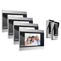 TMEZON Video Door Phone Doorbell Intercom System,Door Entry System 7 Inch 4-Monitor 1-Camera For 1-Family house,Touch Button, Night Vision,Support Automatically Snapshot/Recording for Apartment