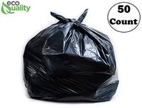 Strong Trash Bags, Wastebasket Receptacle Can Liner, Large 40-45 Gallon by EcoQuality, 50 Count, 40 x 38, Garbage Bags, Black, for Kitchen, Household, Industrial, Multi Purpose, Office, Backyard