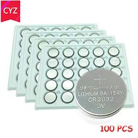 100pcs/Lot CR2032 3V Cell Coin Button Battery Lithium Li-ion DL2032 Battery Watches,Clocks, Toys calculators