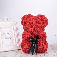 Lovely Bear Dolls Foam Gift Romantic Love Artificial Rose Bear Wedding Decor Toy Girlfriend Simulated Valentine's Day Bear (Red)