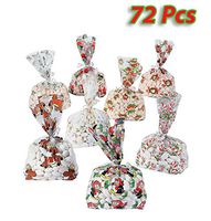 4E's Novelty Christmas Cellophane Holiday Bags Assortment, 72 Pcs