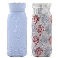 Silicone Hot Water Bottle, Hot Water Bag with Knit Cover, Microwave Heating Pad for Cramps, Hot & Cold Therapies, Best Gift for Thanksgiving Day, Christmas Day and Winter’s Day (Blue)