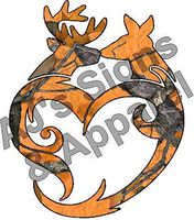 Browning Buck Doe Heart Orange Camo Decal Vinyl Sticker|Cars Trucks Vans Walls Laptop
