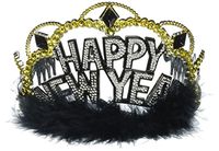 "Happy New Year" Deluxe Black Plastic Tiara | Party Accessory