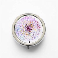 RhyNSky Dahlia Floral Printing Dahlias Flower Mini Portable Pocket Purse Pill Box Case Pillbox, 3 Compartments, Silvery, 47