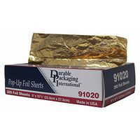 Durable Packaging Interfold Aluminum Foil Sheet Gold, 10.75" Length x 9" Width | 200/Pack, 12 Pack/Case