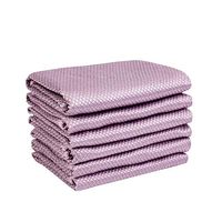 Microfiber Cleaning Cloth for Wine Glass, Dishes, Mirrors，Windows，Car Surface, Stainless Steel Appliances. High Efficiency Polishing Towels,16Inch X 16Inch, Pack of 6 (Purple)