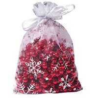 Wuligirl 100pcs 5X7 Inches Christmas Drawstring Organza Gift Bag Snow White Pouches Party Wedding Favor Seashell Chocolates Gift Bags (100pcs Snowflake 5x7)