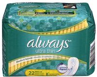 Always Ultra Thin Pads Regular, Unscented 22 ea (Pack of 9)