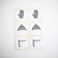 Winter Holiday Cozy Accessories Stickers, Sweater, Mittens, Scarf Seals, Labels, Christmas Gift Wrap, by Once Upon Supplies, 1.5 Inches, 30 Stickers