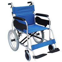 Atten Aluminum Alloy Wheelchair Portable Lightweight Folding Transport Wheelchair for Elder Disabled Home Small Hand Trolley wth Hand Brake,Blue
