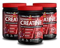 Creatine monohydrate pre Workout - CREAPURE MONOHYDRATE German CREATINE 300 Grams 60 Servings - for Energy and Endurance (3 Bottles)