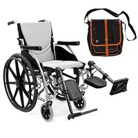 Karman S-Ergo 115 Ultra Lightweight Ergonomic Wheelchair | Seat Size 18" X 17" | Upgraded to Elevating Legrests | Fixed Wheels and Mag Wheels in Silver & Free Black Medical Utility Bag with Trim!