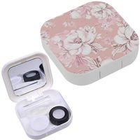 Portable Contact Lens Case Box Travel Kit Mirror + Bottle + Tweezers Container Holder [ Graceful Roses Buds ]