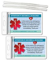 Medical ICE Alert Card in Case of Emergency I.D. Identification Wallet Heavyweight 32 Pt. Card Stock - Our Thickest (Qty. 2 w/Sealable Pouches from TLC)