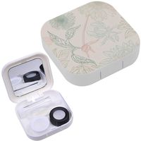 Portable Contact Lens Case Box Travel Kit Mirror + Bottle + Tweezers Container Holder [ Retro Style Flowers ]