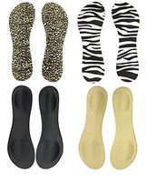 Happystep 3/4 Length Thin Shoes Insoles for High-Heels and Sandals, Cushion for Heel and Ball of Foot, Black, Beige, Zebra and Leopard 1 Pair Each (Women Size 5-7)