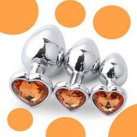 EDYellow 3-PCS Stainless Steel Metal Jewel Plated Bu-tt Pl-UG for Beginner Heart Shape (Orange)