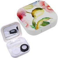 Portable Contact Lens Case Box Travel Kit Mirror + Bottle + Tweezers Container Holder [ Summer Flowers ]