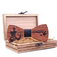 Meidexian888 Wooden Bow Tie Set,Halloween Handmade Wooden Bow Tie Children's Bow Tie Wood To Send The Box