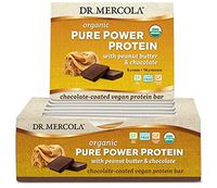 Dr. Mercola Pure Power Peanut Butter Protein Bars, 12 Servings, Non GMO, Soy Free, Gluten Free, Vegan Protein Bars