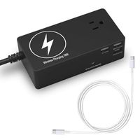 VASTFAFA Newest Power Strip with Surge Protector,Power Outlet Extender with 1 Wireless Charger, 1 Type C Port, 1 Portable Laptop Charger,1 USB QC 3.0 Port,1 USB Fast Charger Port,1 Outlets in Reserve