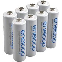 Sanyo Eneloop 8 Pack AA NiMH Pre-Charged Rechargeable Batteries-Newest version-FREE BATTERY HOLDER- Rechargeable 1500 times