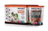 INVIGOR8 Superfood Shake Gluten-Free and Non GMO Meal Replacement Grass-Fed Whey Protein Shake with Probiotics and Omega 3 (645g) (Pouches (12-pk) Chocolate Brownie) (Chocolate)