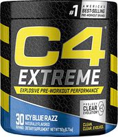 C4 Extreme Pre Workout Powder Icy Blue Razz | Sugar Free Preworkout Energy Supplement for Men & Women | 200mg Caffeine + Beta Alanine + Creatine | 30 Servings