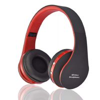 Bluetooth Foldable Headphones, Wireless/Wired Over-Ear Headset Rechargeable Earphones with Built-in Mic 3.5mm Audio Jack (Red)