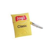 UR Sunshine AirPods Case, Super Funny Creative Funny Stylish Potato Chips Package Bag Design AirPods Case, Soft Silicone Earphone Protection Skin for AirPods1&2+Hook -Yellow