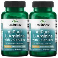 Swanson Amino Acid Ajipure L-Arginine with L-Citrulline 60 Veg Capsules (2 Pack)