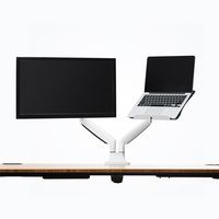 Jarvis Monitor Mounting Arm - Fits up to 32" Computer Displays (Dual with Laptop Tray, White)