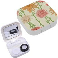 Portable Contact Lens Case Box Travel Kit Mirror + Bottle + Tweezers Container Holder [ Floral ]