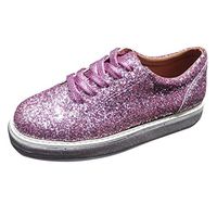 HAALIFE◕‿ Sequin Sneakers for Women Glitter Wedding Shoes Casual lace up Sparkle Tennis Walking Shoes Pink