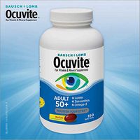Bausch + Lomb Ocuvite Adult 50+ Vitamin & Mineral Supplement with Lutein, Zeaxanthin, and Omega-3, Soft Gels