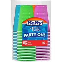 Hefty Disposable Plastic Cups In Assorted Colors -16 Oz, 80Count