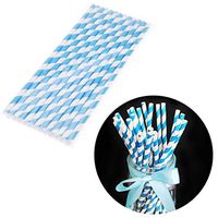 Fheaven (TM) Paper Straws - 50PCS Disposable Drink Paper Straws Birthday Christmas Party Supplies Theme Drinking Rainbow Straws (blue)
