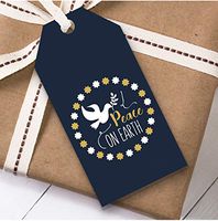Navy Blue Peace On Earth Christmas Gift Tags (Present Favor Labels)