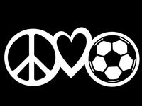 Peace Love Soccer Vinyl Decal Sticker | Cars Trucks Vans Walls Laptops Cups | White | 7.5 X 3.3 Inch | KCD1624