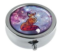 Top A Custom Personalized Round Pill box Decorative Box Vitamin Container Pocket Or Wallet (Fox-4)