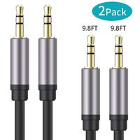 2Pack 3.5mm Aux Cable 3.5mm Male to Male Stereo Auxiliary Audio Cable s Compatible with Car, Beats Headphone, Studio, Recorder, Smartphone 9.8FT 3M