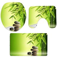 Christmas Winter Pgojuni Bathroom Non-Slip Pedestal Rug + Lid Toilet Cover + Bath Mat Set 3PCS (C)