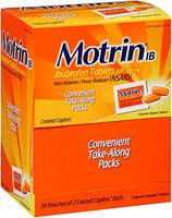 Motrin Ibuprofen Pain Relief/Fever Reducer Tablets, 2 Per Pack, 50 ea (2 Pack)