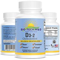 D3-2 Vitamin D3 Cholecalciferol Dietary Supplement for Optimal Bone Cardiovascular neuromuscular Immune Health osteoporosis - 60 Vegetable Capsules
