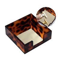 Multibey Exquisite Vintage Sticky Notes Holder Leopard Printed Cube Executive Memo Pads Case Amber Desk Organizers Dispenser Stationery Office School Supplies Gift Idea