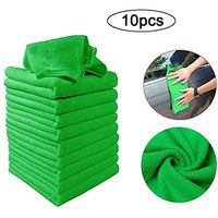 Loprt Microfiber Cleaning Wipes Cloth, Car Cleaning Towel Kit,Solid Color Home Cleaning Set,10 Pack (Green)