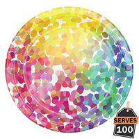 Pack of 100 Disposable Point Dots Design Colorful Paper Plates, Round 7", Everyday Party Supplies for Appetizer, Lunch, Dinner, or Dessert